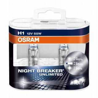 Лампа Osram H1 55W 12V Night Breaker Unlimited 2 шт. 64150NBU-DUOBOX Osram
