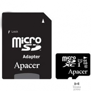 Apacer Micro SecureDigital 64Gb Apacer AP64GMCSX10U1-R MicroSDHC Class 10 UHS-I U1, SD adapter