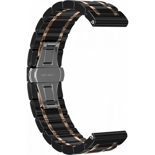Ремешок керамический GSMIN Clew 20 для Huawei Watch 2 (Черный - розовое золото) 42767082