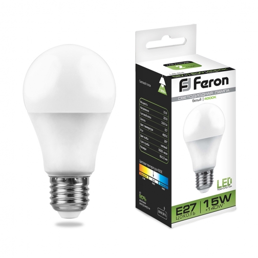 Светодиодная лампа Feron LB-94 (15W) 230V E27 4000K A60 8163788