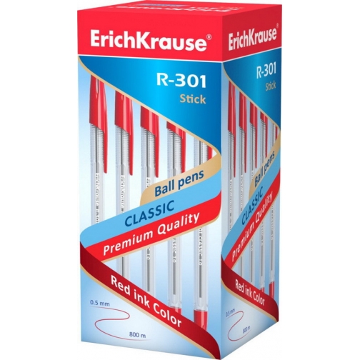 Ручка шариковая R-301 CLASSIC 1.0 Stick (коробка 50 шт.) КРАСНАЯ ErichKrause 37923869
