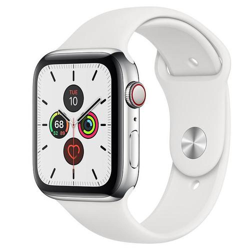 Часы Apple Watch Series 5 GPS + Cellular 40mm Silver Stainless Steel with White Sport Band 42474476