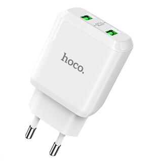 Адаптер питания Hoco N6 Charmer dual port QC3.0 charger (2USB: 5V max 3.0A) 18W Белый