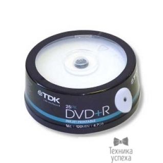 Tdk TDK Диск DVD+R 4.7Gb 16x Cake Box Printable (25шт) (t19845)
