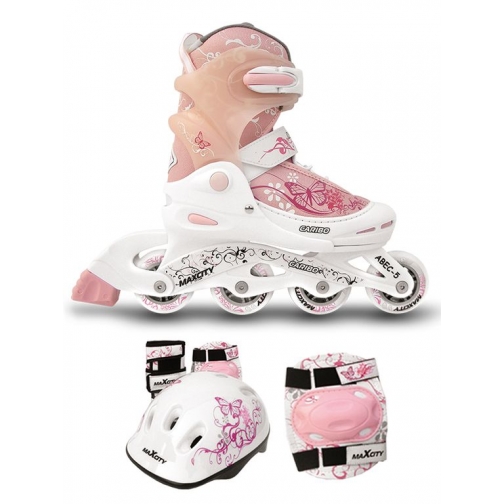 Набор раздвижные ролики с защитой Maxcity CARIBO Combo (розовый) детские 37121502