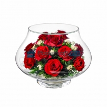 Цветы в стекле в вакууме "Ванесса красная", розы