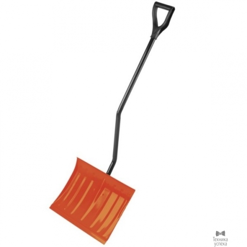 СИБИН Лопата снеговая стальная с металлическим черенком и V-образной ручкой, 465мм, оранжевая, СИБИН 421849 8955498
