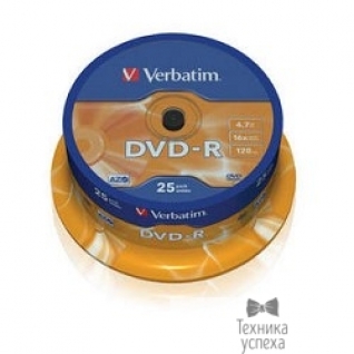 Verbatim Verbatim Диски DVD-R 4.7Gb 16-х, 25шт, Cake Box (43522)