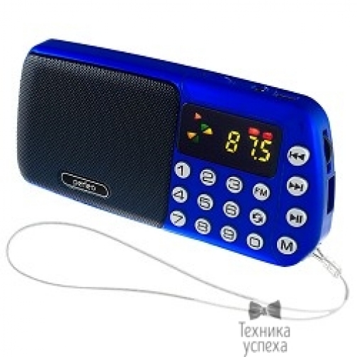 Perfeo Perfeo мини-аудио СИНИЦА FM, MP3 USB/TF, часы, Repeat, цифровые кнопки, USB/1200mAh, синий (i70-BL) 5799898