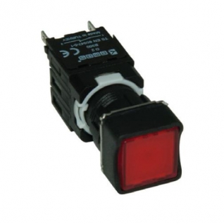 Кнопка квадратная без фиксации с подсветкой-светодиод красная D060KDK Емас