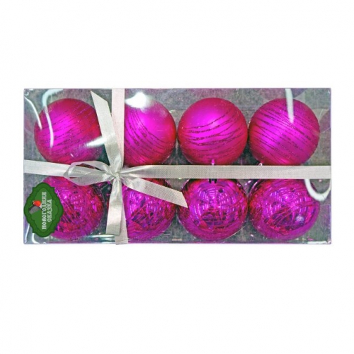 Набор розовых елочных шаров, 8 шт., 6 см Новогодняя сказка 37742590