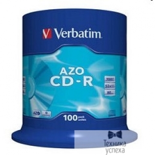 Verbatim Verbatim Диск CD-R 100шт, 700MB 52-x, CRYSTAL AZO, Cake Box 43430