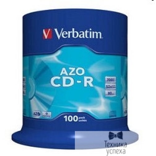 Verbatim Verbatim Диск CD-R 100шт, 700MB 52-x, CRYSTAL AZO, Cake Box 43430 6873088