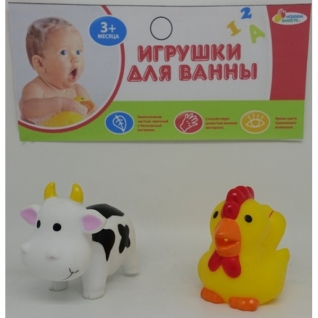 Набор из 2 игрушек для ванны "Корова и петух" Играем Вместе