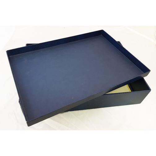 Коробка картонная, крышка-дно, каширована синим бумвинилом DEKOM 42848698 1