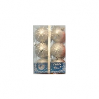 (УЦЕНКА) Набор из 12 новогодних шаров с полосками, серебристый, 6 см Snowmen