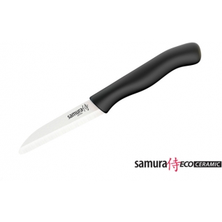 Керамические ножи, овощечистки. Подставки для ножей. Продукция Samura. Samura Нож керамический кухонный фруножик Samura Eco-Ceramic SC черный NW-SC-0011BL