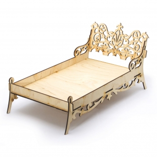 Сборная деревянная модель мебели для кукол "Кровать" Теремок