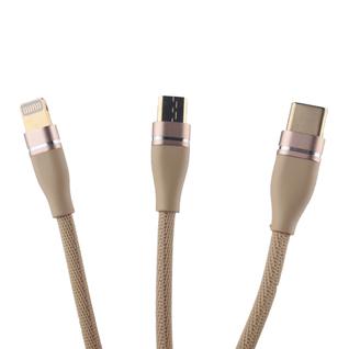 USB дата-кабель COTEetCI M48 (3в1) Lightning+MicroUSB+Type-C Cable QUICK CHARGE CS2162-GD (1.2м) Золотистый