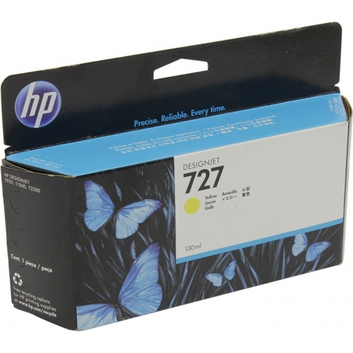 Оригинальный картридж B3P21A №727 для принтеров HP Designjet T1500/T2500/T920, жёлтый, струйный, 130 мл 8629-01 Hewlett-Packard 850390