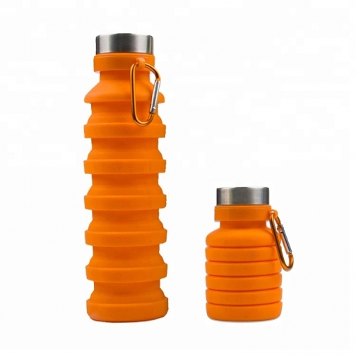 Бутылка для воды силиконовая складная гофра 500 мл оранжевая Hobbyxit 37902662