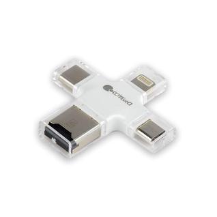 Кардридер COTEetCI 4в1 TF (USB/ USB-C/ MicroUSB/ Lightning) Card reader CS5125-WH Белый