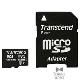 Transcend Micro SecureDigital 16Gb Transcend TS16GUSDHC10U1 MicroSDHC Class 10 UHS-I, SD adapter