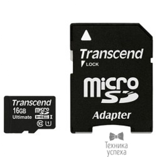 Transcend Micro SecureDigital 16Gb Transcend TS16GUSDHC10U1 MicroSDHC Class 10 UHS-I, SD adapter 5863700