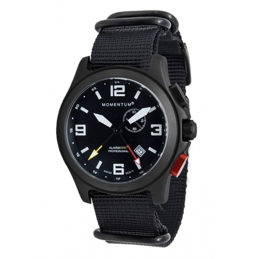 Часы Momentum Vortech GMT Alarm BLACK-ION (нато, сапфир) Momentum by St. Moritz Watch Corp 37687860