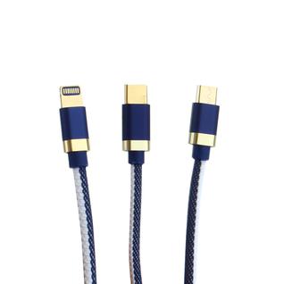 USB дата-кабель Innovation (O3IMT-OCTOPUS) Lux 3в1 Lightning+MicroUSB+Type-C Cable 2A (1.2м) Синий
