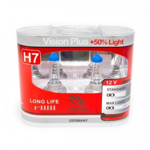 Лампа H7 Clearlight 12V-55W Vision Plus +50% Light 2 шт. MLH7VP ClearLight 5302352