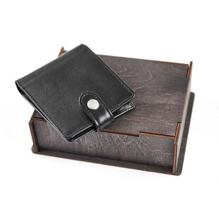Подарочный набор: портмоне комбинированное + коробка из дерева