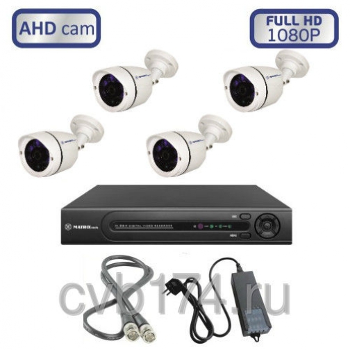 Готовый комплект из 4 уличных видеокамер высокого качества Full HD 1080P/2 МегаПикселя - MT-AHD1080PC4 766689