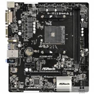 Asrock ASRock A320M-HDV SAM4, AMD A320, 2xDDR4, PCI-Ex16, D-SUB, DVI, HDMI, SATAIII+RAID, M.2, GB Lan, USB3.0, mATX