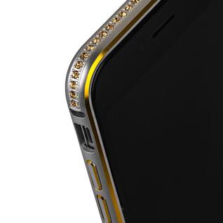 Бампер металлический COTEetCI для iPhone 6s/ 6 (4.7) - (CS1918-TSG) Серебристый с золотыми кристаллами и золотой полоской