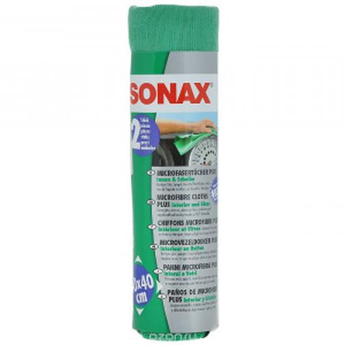 sonax салфетки из микрофибры для салона и стекла, 2шт. 42175356
