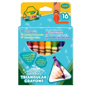 Мелки восковые, смываемые, треугольные 16 шт. Crayola