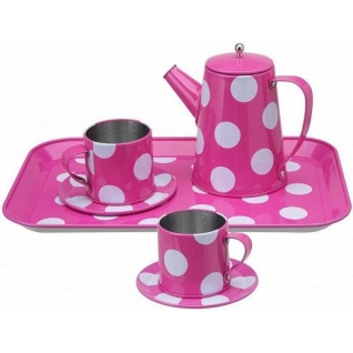 Набор посуды Pretty Tin - Чайный набор, розовый в горошек, 7 предметов Alex