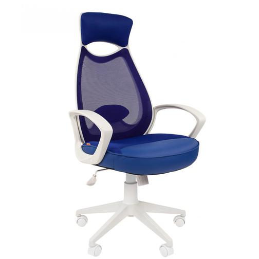Кресло CHAIRMAN 840 белый пластик/синяя сетка/синяя ткань 42863060 3