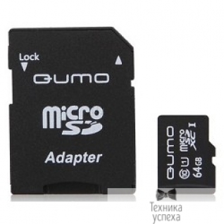 Qumo Micro SecureDigital 64Gb QUMO QM64GMICSDXC10U1 MicroSDXC Class 10 UHS-I, SD adapter