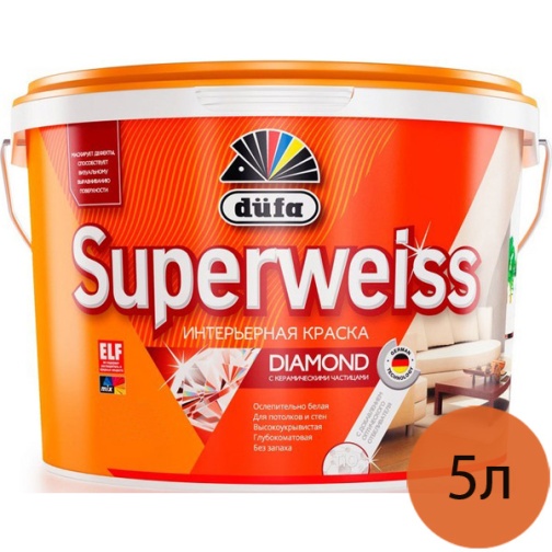 ДЮФА Супервайс Даймонд краска интерьерная (5л) / DUFA Superweiss Diamond краска в/д интерьерная (5л) 38086732