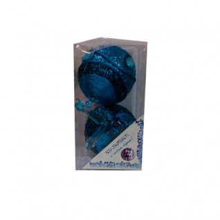Набор из 2 новогодних шаров с узором из бисера, синий, 8 см Snowmen