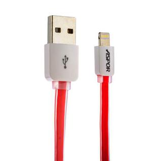 USB дата-кабель Aspor А108 8-pin Lightning (1.0m) плоский в силиконе 2.1A красный