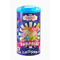 Карамель на палочке "Toppy surprise" фруктовое ассорти с сюрприз- игрушкой, 12гр*40шт*6 банок