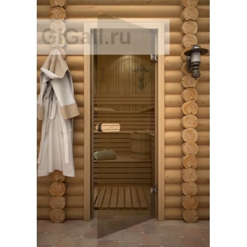 Дверь для бани или сауны стеклянная Linden бронза, липа 5900550