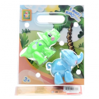 Игровой набор "В мире животных" - Слон и динозавр, зелено-голубой 1 TOY