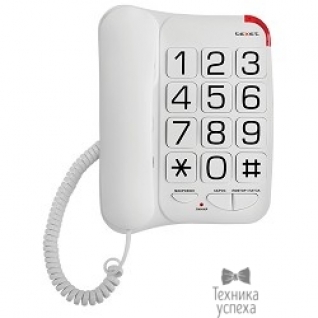 Texet TEXET TX-201 белый проводной, повторный набор номера, кнопка выключения микрофона, регулятор громкости звонка, белый