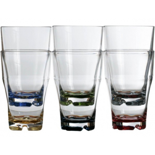Набор стаканов Marine Business Party, прозрачный, с цветным дном, 9х14 см ... 1393191