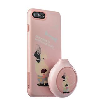 Набор iBacks Lady's 2-piece Suit - Собака Молния зеркало&гребень&накладка для iPhone 8 Plus/ 7 Plus (5.5") - (ip70016) Розовый