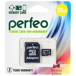 Perfeo Micro SecureDigital 128Gb Perfeo PF128GMCSX10U1A MicroSDHC Class 10, UHS-I, SD adapter